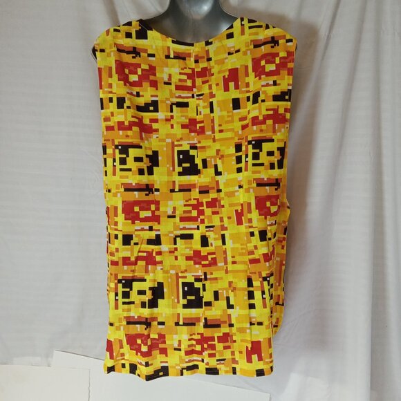 Vintage 1960s Smock Apron Mid Century Geometric Yellow Orange Handmade XL - Picture 11 of 14